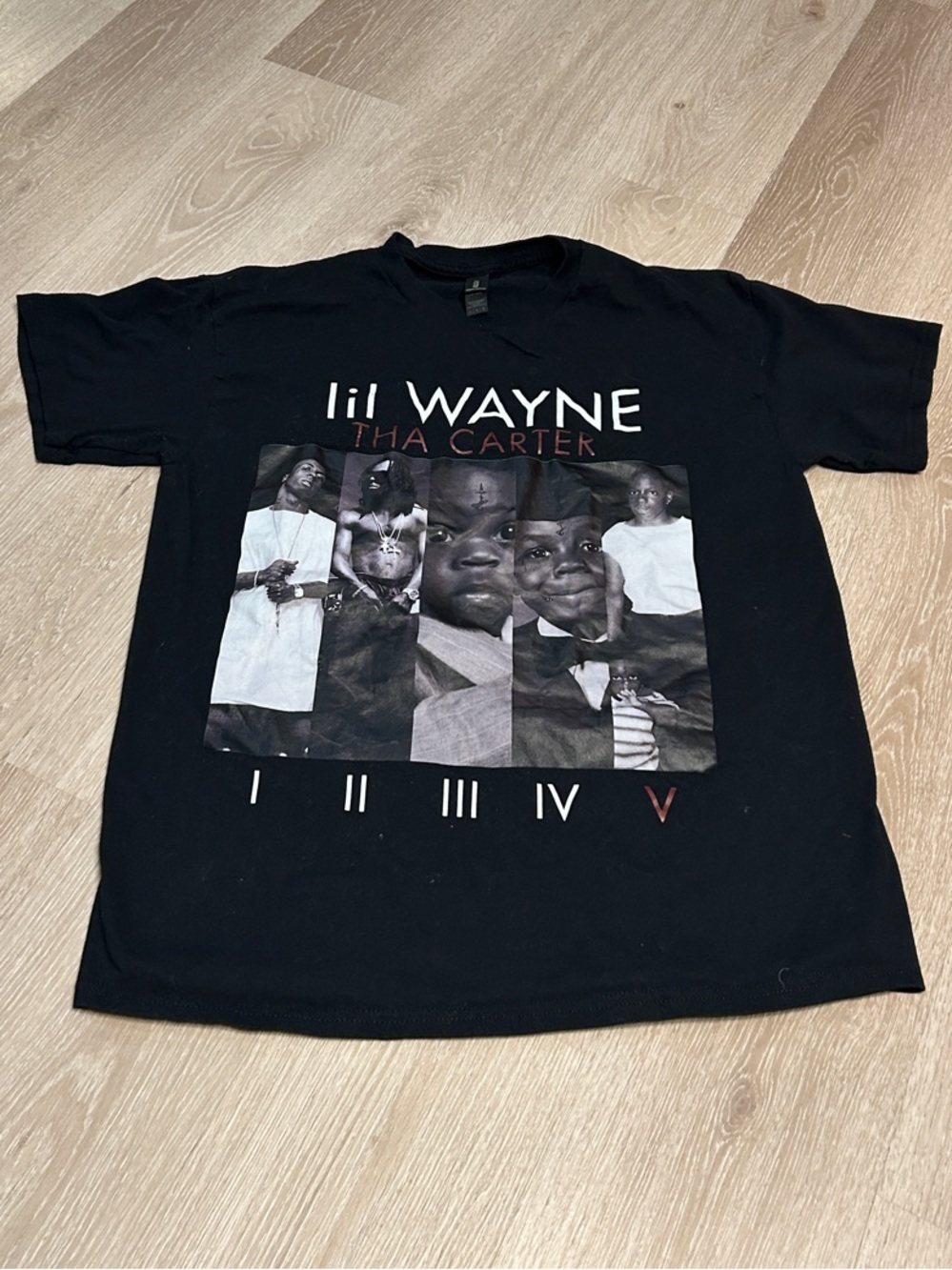 Gildan Black Lil Wayne 'Tha Carter' Collage Graphic Tee Sz Large